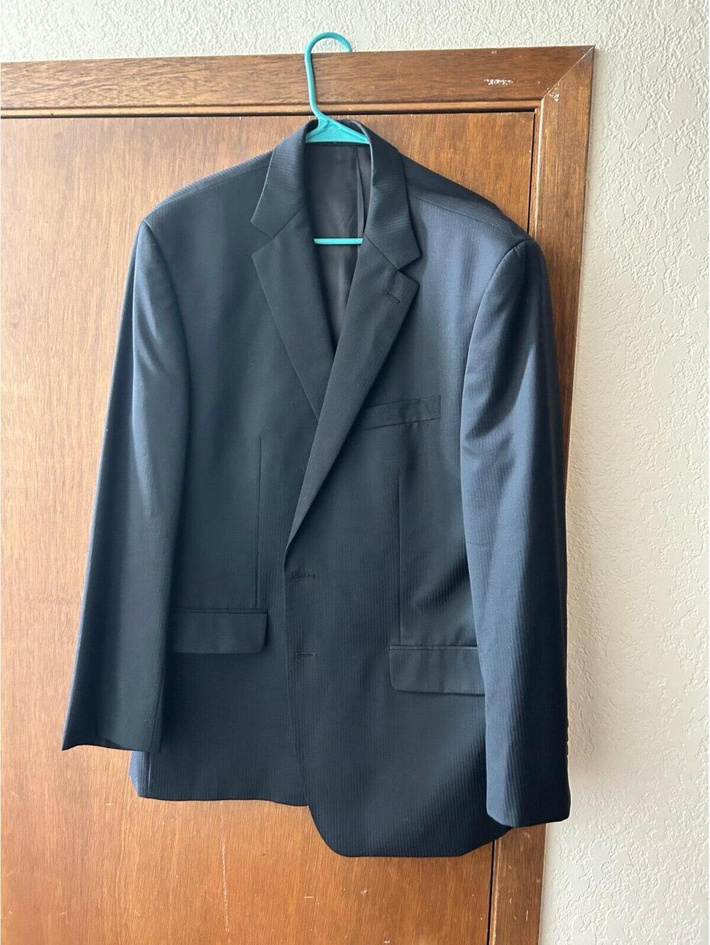 Ralph Lauren 46R Blue Stripe 100% Wool Mens Jacket